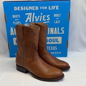 Alvies Manchaca Deerskin Western Boots 9.5DE Brown Sasquatch Mens Leather